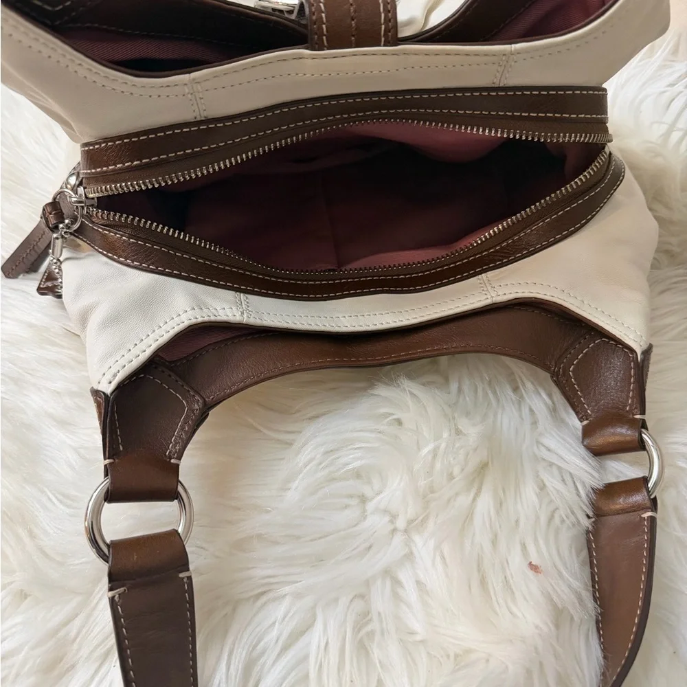 Coach White and Brown Hobo Bag# F15527